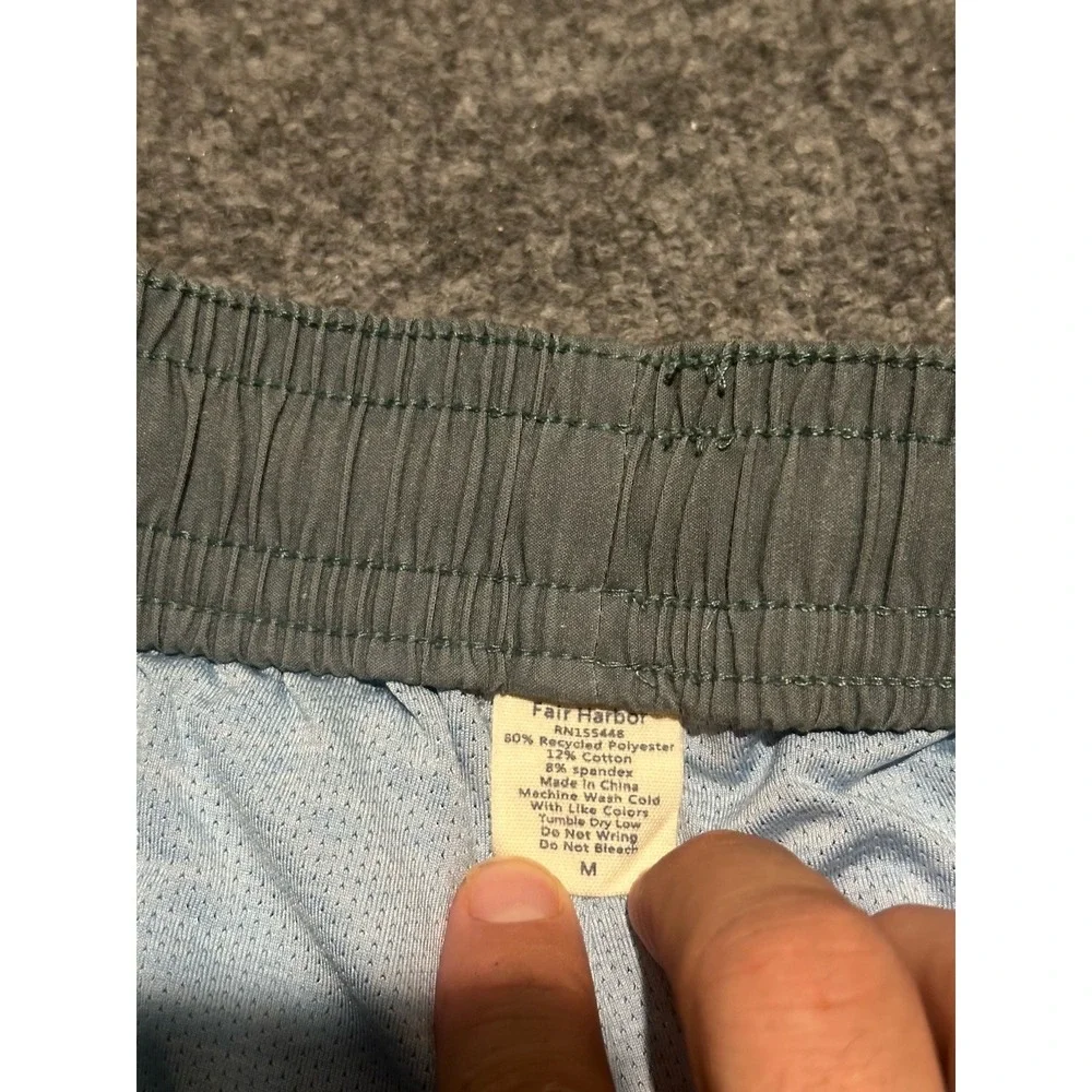 Fair Harbor Mens M Green Blue Lined Hybrid Shorts Athletic Drawstring